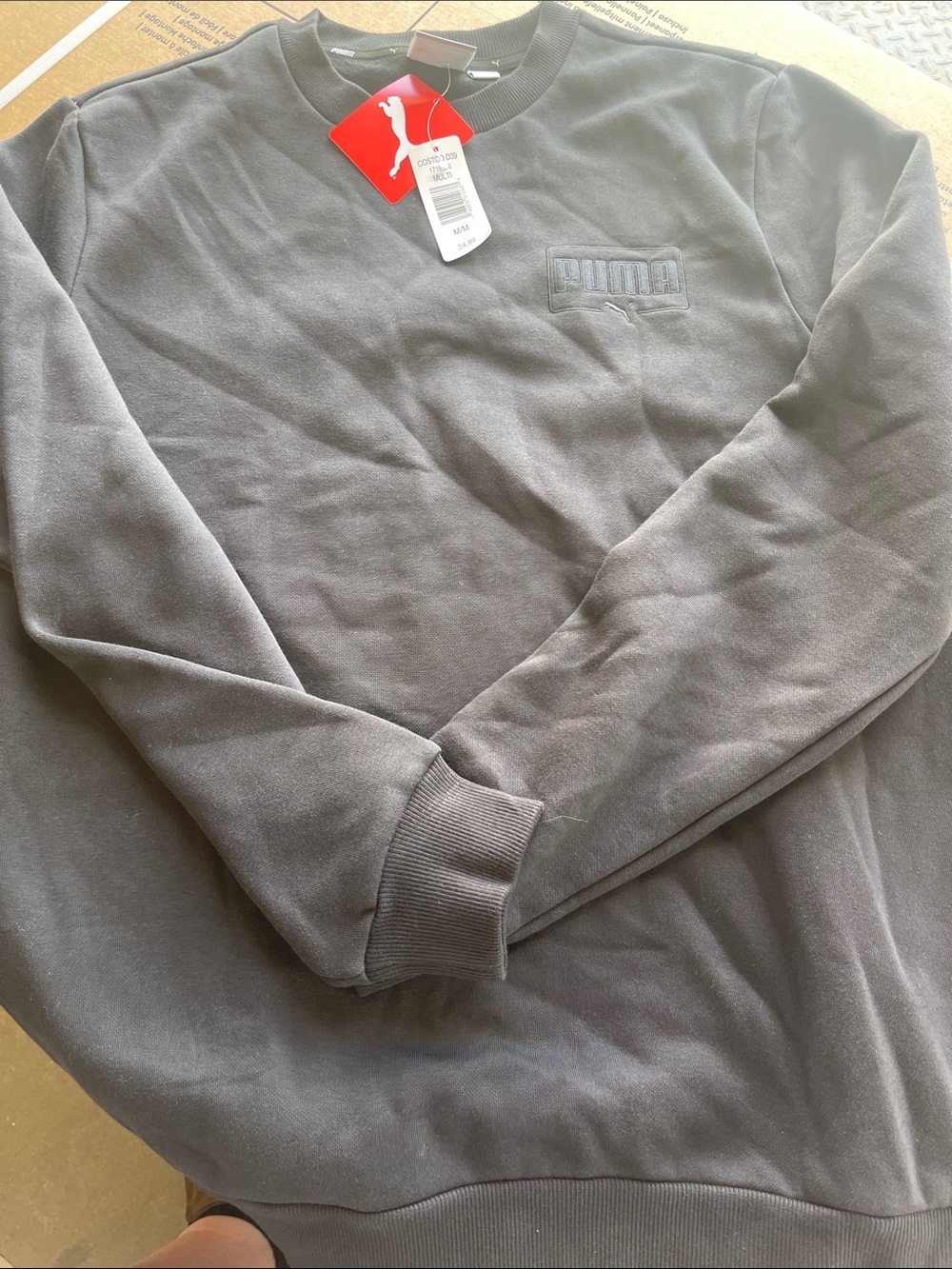 Puma Charcoal Embossed Logo Crewneck Sweatshirt